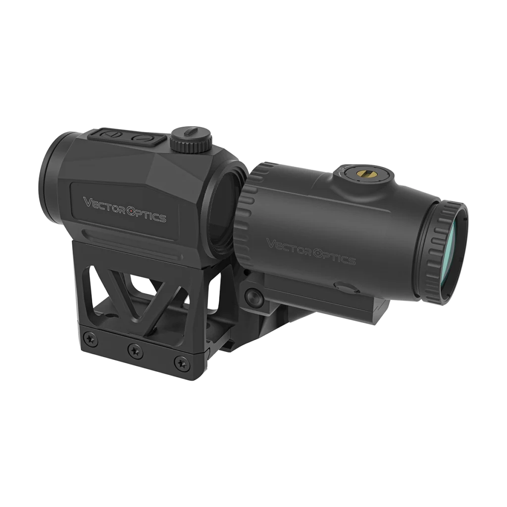 Kit Red Dot Vector Optics Scrapper 1x25 MRT + Magnificador Paragon 3x com Montagem Picatinny