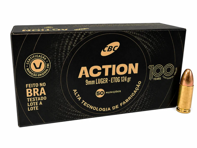 Munição CBC 9mm Luger ETOG 124gr 100 Anos