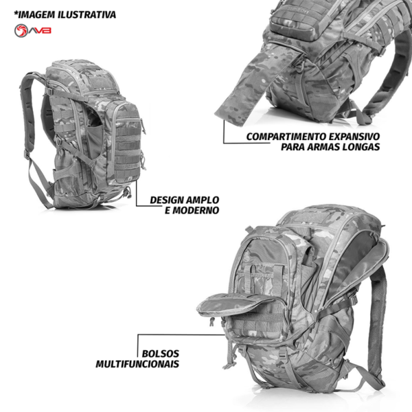 Mochila Tática Multifunção para Armas Longas 70L 55x25x15 KF-048-TAN
